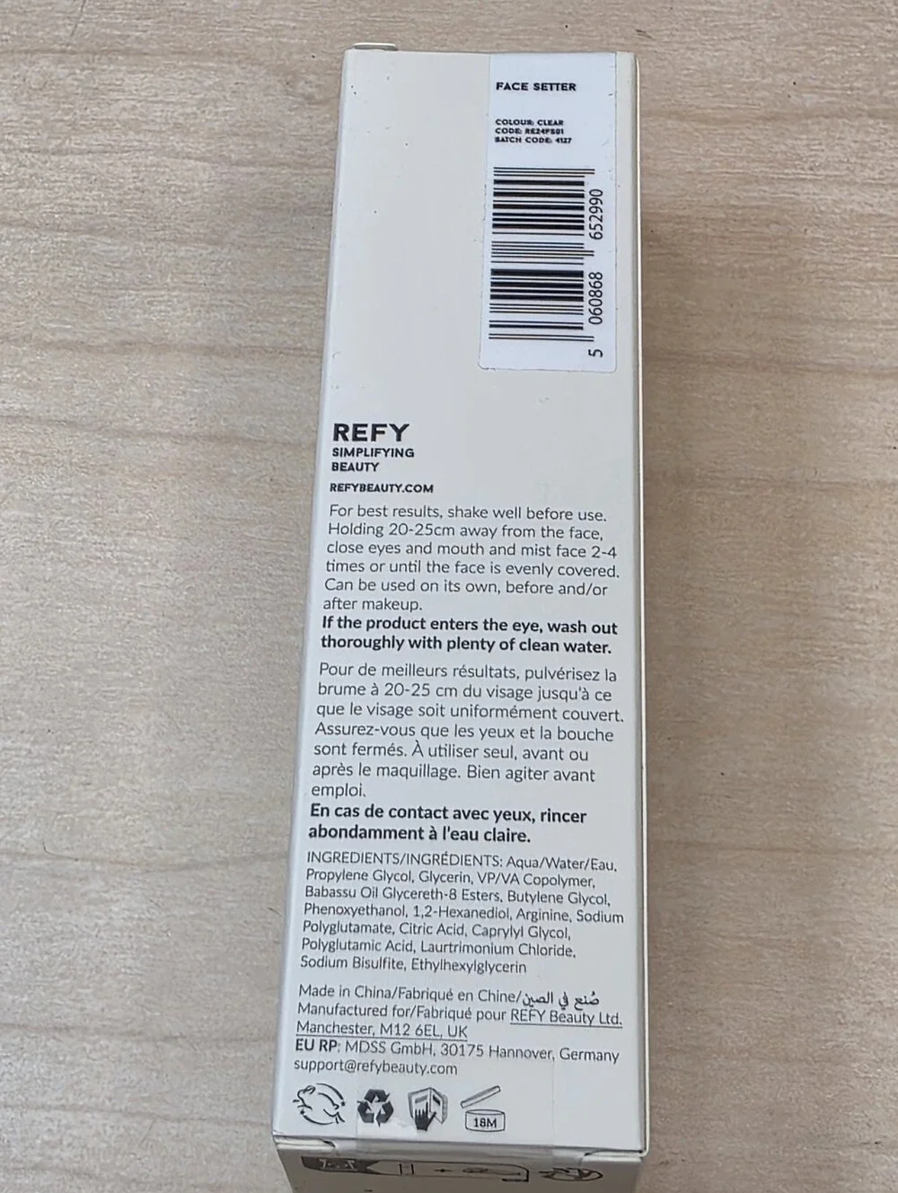 NIB REFY Face Setter Makeup Setting Spray 1.69 fl oz New Box Dewy Clear